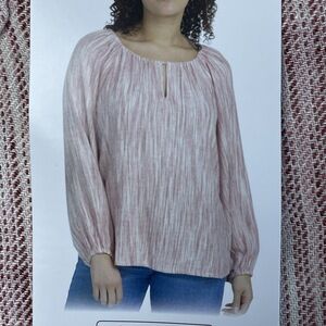 Boston Traders Women's M Blouse Pink Linen e0314